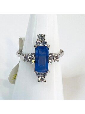 Ring Bomb Party Ring # 3016  Size 7 Natural Fusion Blue Quartz feminime